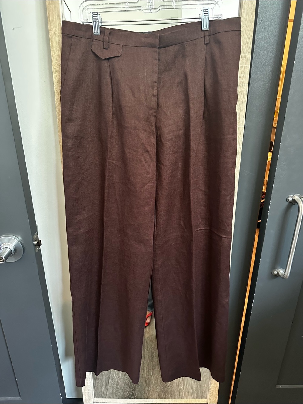 Bardot Chocolate Brown Wide Leg linen Trousers